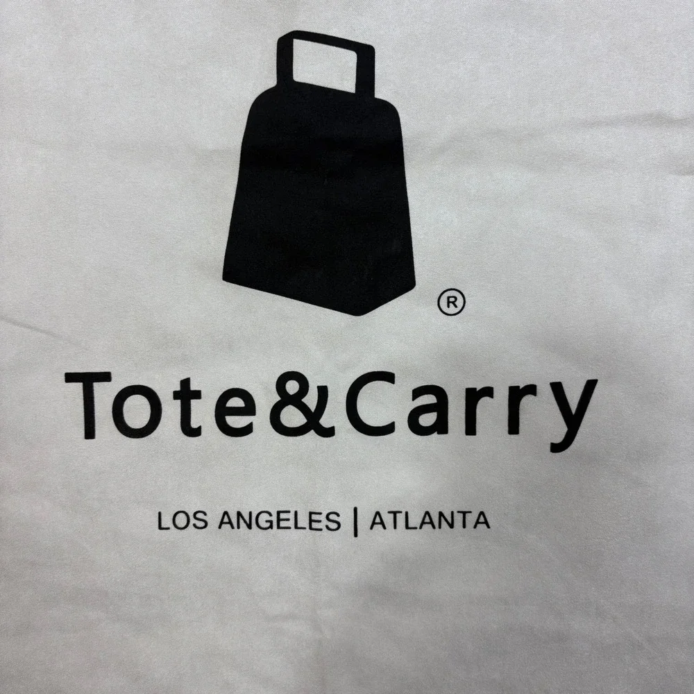 Tote and‎ Carry Dust Bag Los Angeles Atlanta Logo Black White Drawstring Pouch